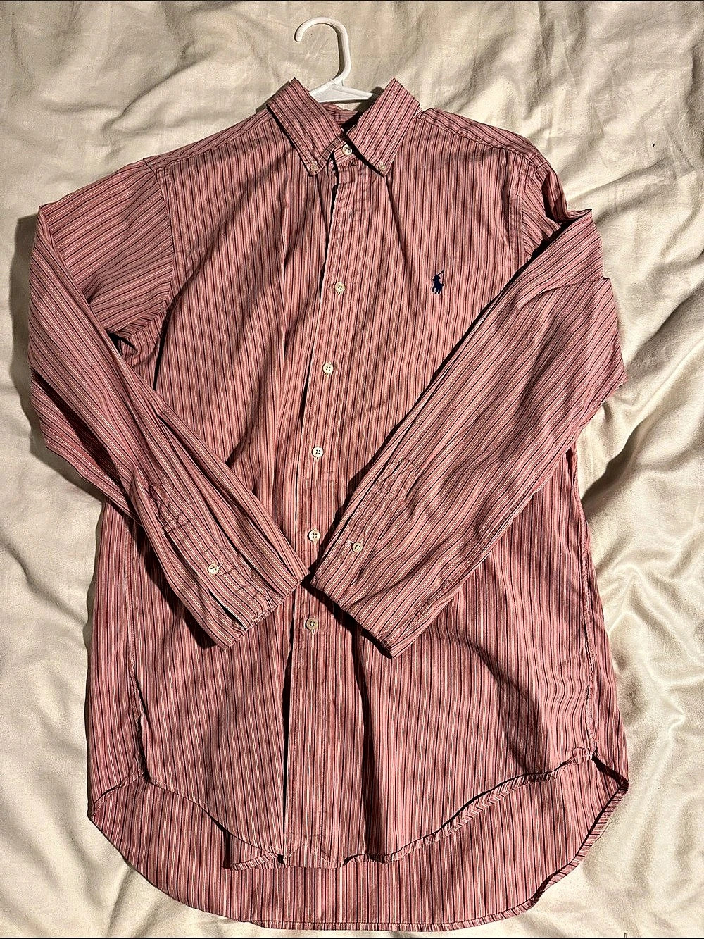Ralph Lauren Classic Fit Striped Oxford Shirt Pink & Blue Medium